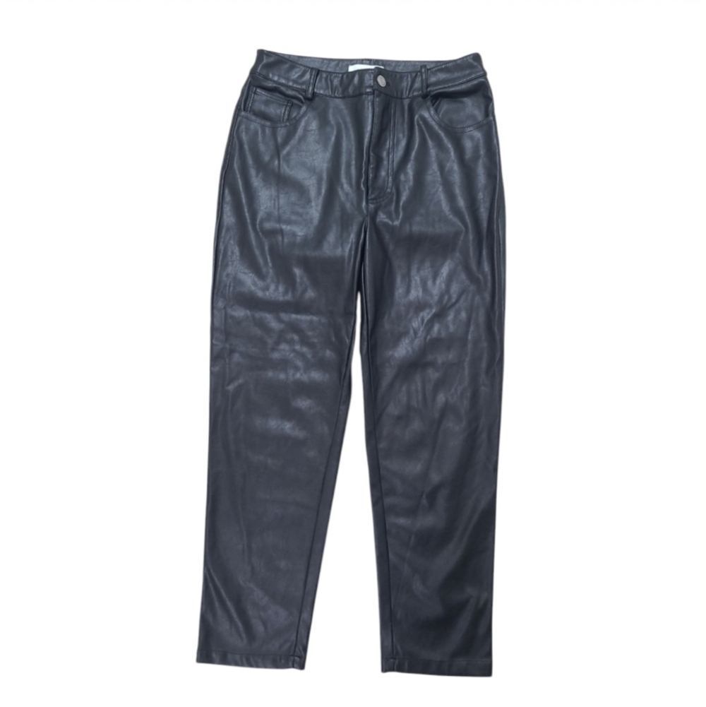 Black PU Cropped Straight-Leg Pants Whiteroom + Cactus Size M